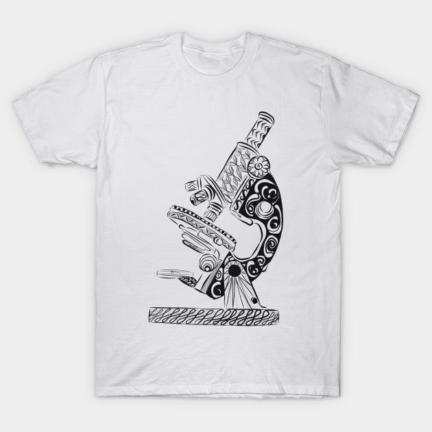 Scientific Microscope Line Drawing T-Shirt by littlecurlew